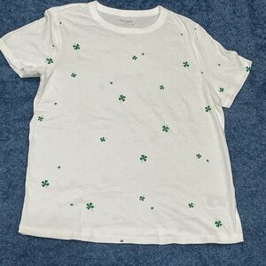 Old Navy White Tee with Green Clover Design